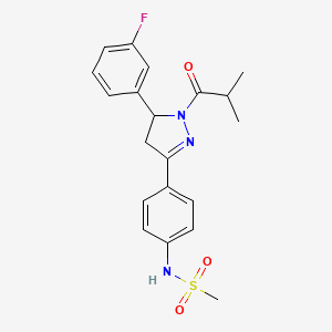 molecular formula C20H22FN3O3S B2837261 N-(4-(5-(3-fluorophenyl)-1-isobutyryl-4,5-dihydro-1H-pyrazol-3-yl)phenyl)methanesulfonamide CAS No. 833430-20-9