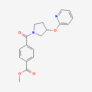 molecular formula C18H18N2O4 B2837268 Methyl 4-(3-(pyridin-2-yloxy)pyrrolidine-1-carbonyl)benzoate CAS No. 1903244-50-7