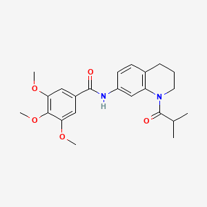 molecular formula C23H28N2O5 B2837273 3,4,5-trimethoxy-N-[1-(2-methylpropanoyl)-1,2,3,4-tetrahydroquinolin-7-yl]benzamide CAS No. 1005294-26-7