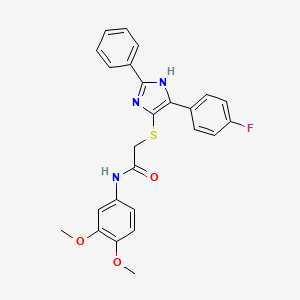 molecular formula C25H22FN3O3S B2837280 N-(3,4-dimethoxyphenyl)-2-{[5-(4-fluorophenyl)-2-phenyl-1H-imidazol-4-yl]sulfanyl}acetamide CAS No. 901242-61-3