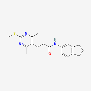 molecular formula C19H23N3OS B2837286 N-(2,3-dihydro-1H-inden-5-yl)-3-(4,6-dimethyl-2-methylsulfanylpyrimidin-5-yl)propanamide CAS No. 878934-39-5