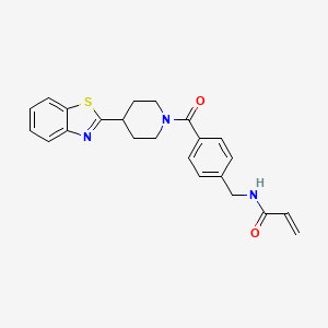 molecular formula C23H23N3O2S B2837288 N-({4-[4-(1,3-benzothiazol-2-yl)piperidine-1-carbonyl]phenyl}methyl)prop-2-enamide CAS No. 1808472-70-9