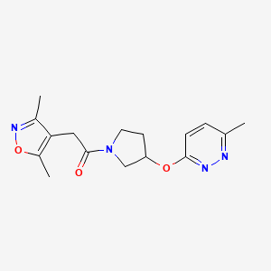 molecular formula C16H20N4O3 B2837299 2-(3,5-Dimethylisoxazol-4-yl)-1-(3-((6-methylpyridazin-3-yl)oxy)pyrrolidin-1-yl)ethanone CAS No. 2034581-40-1