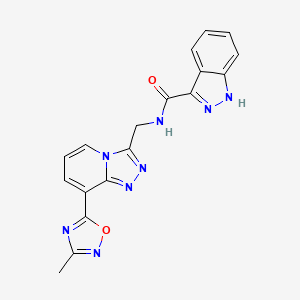 molecular formula C18H14N8O2 B2837303 N-((8-(3-methyl-1,2,4-oxadiazol-5-yl)-[1,2,4]triazolo[4,3-a]pyridin-3-yl)methyl)-1H-indazole-3-carboxamide CAS No. 2034458-68-7