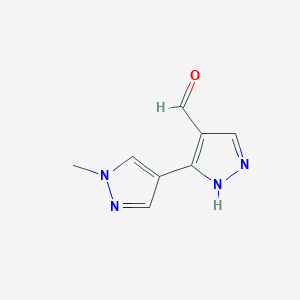 molecular formula C8H8N4O B2837304 3-(1-methyl-1H-pyrazol-4-yl)-1H-pyrazole-4-carbaldehyde CAS No. 1248096-13-0