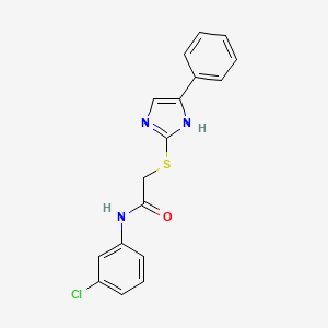 molecular formula C17H14ClN3OS B2837327 N-(3-Chlorophenyl)-2-((4-phenyl-1H-imidazol-2-yl)thio)acetamide CAS No. 332101-62-9