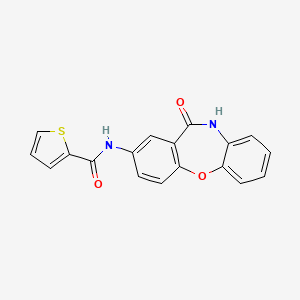 molecular formula C18H12N2O3S B2837365 N-(11-oxo-10,11-dihydrodibenzo[b,f][1,4]oxazepin-2-yl)thiophene-2-carboxamide CAS No. 921891-02-3