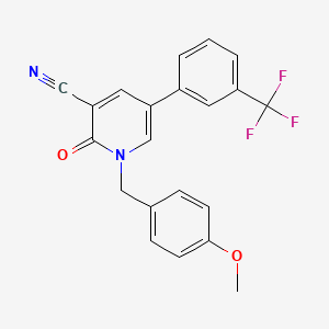 molecular formula C21H15F3N2O2 B2837385 1-[(4-methoxyphenyl)methyl]-2-oxo-5-[3-(trifluoromethyl)phenyl]-1,2-dihydropyridine-3-carbonitrile CAS No. 338964-39-9