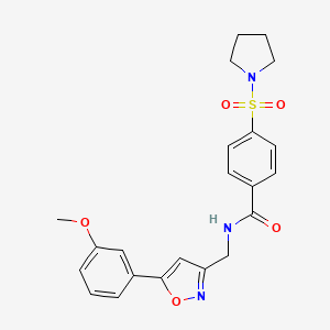 molecular formula C22H23N3O5S B2837389 N-((5-(3-methoxyphenyl)isoxazol-3-yl)methyl)-4-(pyrrolidin-1-ylsulfonyl)benzamide CAS No. 952968-81-9
