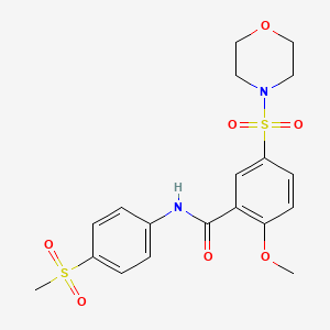 molecular formula C19H22N2O7S2 B2837473 2-methoxy-N-(4-(methylsulfonyl)phenyl)-5-(morpholinosulfonyl)benzamide CAS No. 938037-40-2