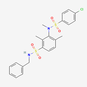 molecular formula C22H23ClN2O4S2 B2837482 N-benzyl-3-(4-chloro-N-methylphenylsulfonamido)-2,4-dimethylbenzenesulfonamide CAS No. 941900-42-1