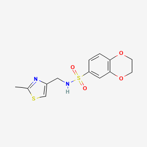 molecular formula C13H14N2O4S2 B2837526 N-[(2-methyl-1,3-thiazol-4-yl)methyl]-2,3-dihydro-1,4-benzodioxine-6-sulfonamide CAS No. 852453-25-9