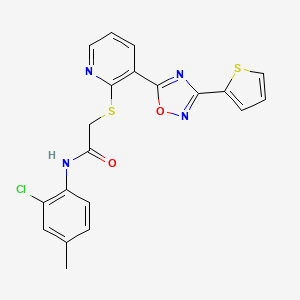 molecular formula C20H15ClN4O2S2 B2837532 N-(2-chloro-4-methylphenyl)-2-((3-(3-(thiophen-2-yl)-1,2,4-oxadiazol-5-yl)pyridin-2-yl)thio)acetamide CAS No. 1251690-97-7