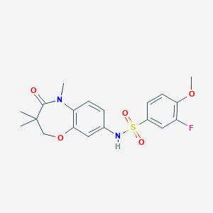 molecular formula C19H21FN2O5S B2837574 3-fluoro-4-methoxy-N-(3,3,5-trimethyl-4-oxo-2,3,4,5-tetrahydro-1,5-benzoxazepin-8-yl)benzene-1-sulfonamide CAS No. 922041-04-1