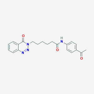 molecular formula C21H22N4O3 B2837580 N-(4-acetylphenyl)-6-(4-oxo-3,4-dihydro-1,2,3-benzotriazin-3-yl)hexanamide CAS No. 880811-26-7