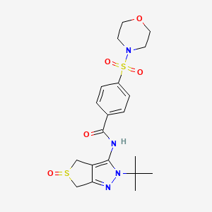molecular formula C20H26N4O5S2 B2837581 N-{2-tert-butyl-5-oxo-2H,4H,6H-5lambda4-thieno[3,4-c]pyrazol-3-yl}-4-(morpholine-4-sulfonyl)benzamide CAS No. 958611-65-9