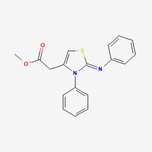 molecular formula C18H16N2O2S B2837582 methyl 2-[(2Z)-3-phenyl-2-(phenylimino)-2,3-dihydro-1,3-thiazol-4-yl]acetate CAS No. 327090-87-9