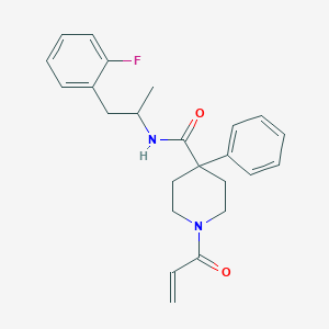 molecular formula C24H27FN2O2 B2837596 N-[1-(2-Fluorophenyl)propan-2-yl]-4-phenyl-1-prop-2-enoylpiperidine-4-carboxamide CAS No. 2199901-14-7