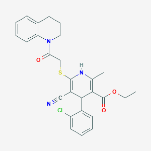 ethyl 4-(2-chlorophenyl)-5-cyano-6-((2-(3,4-dihydroquinolin-1(2H)-yl)-2-oxoethyl)thio)-2-methyl-1,4-dihydropyridine-3-carboxylate
