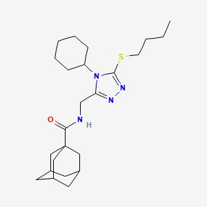 molecular formula C24H38N4OS B2837601 N-{[5-(butylsulfanyl)-4-cyclohexyl-4H-1,2,4-triazol-3-yl]methyl}adamantane-1-carboxamide CAS No. 477304-44-2