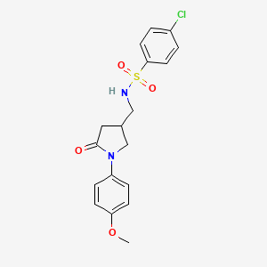 4-chloro-N-((1-(4-methoxyphenyl)-5-oxopyrrolidin-3-yl)methyl)benzenesulfonamide