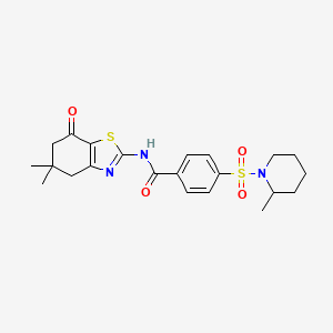 molecular formula C22H27N3O4S2 B2837613 N-(5,5-dimethyl-7-oxo-4,5,6,7-tetrahydrobenzo[d]thiazol-2-yl)-4-((2-methylpiperidin-1-yl)sulfonyl)benzamide CAS No. 683260-23-3