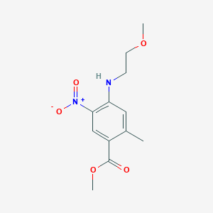 molecular formula C12H16N2O5 B2837621 Methyl 4-[(2-methoxyethyl)amino]-2-methyl-5-nitrobenzoate CAS No. 1613264-84-8