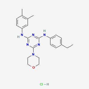 molecular formula C23H29ClN6O B2837657 N2-(3,4-dimethylphenyl)-N4-(4-ethylphenyl)-6-(morpholin-4-yl)-1,3,5-triazine-2,4-diamine hydrochloride CAS No. 1179398-43-6