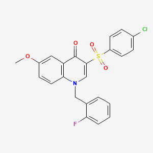 molecular formula C23H17ClFNO4S B2837658 3-(4-chlorobenzenesulfonyl)-1-[(2-fluorophenyl)methyl]-6-methoxy-1,4-dihydroquinolin-4-one CAS No. 866810-17-5