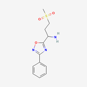 B2837678 3-(Methylsulfonyl)-1-(3-phenyl-1,2,4-oxadiazol-5-yl)propan-1-amine CAS No. 1807982-49-5