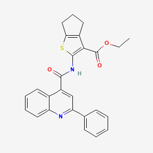 molecular formula C26H22N2O3S B2837680 ETHYL 2-(2-PHENYLQUINOLINE-4-AMIDO)-4H,5H,6H-CYCLOPENTA[B]THIOPHENE-3-CARBOXYLATE CAS No. 307324-66-9