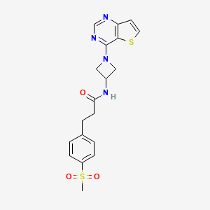 molecular formula C19H20N4O3S2 B2837725 3-(4-methanesulfonylphenyl)-N-(1-{thieno[3,2-d]pyrimidin-4-yl}azetidin-3-yl)propanamide CAS No. 2380191-55-7