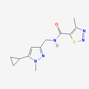 N-((5-cyclopropyl-1-methyl-1H-pyrazol-3-yl)methyl)-4-methyl-1,2,3-thiadiazole-5-carboxamide