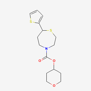 molecular formula C15H21NO3S2 B2837754 oxan-4-yl 7-(thiophen-2-yl)-1,4-thiazepane-4-carboxylate CAS No. 1704637-34-2