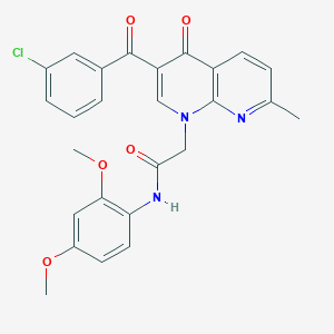 2-(3-(3-chlorobenzoyl)-7-methyl-4-oxo-1,8-naphthyridin-1(4H)-yl)-N-(2,4-dimethoxyphenyl)acetamide