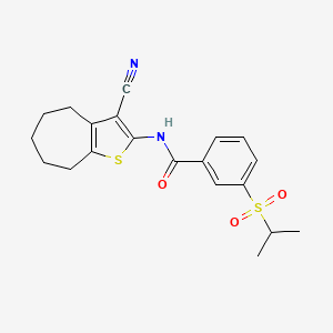 molecular formula C20H22N2O3S2 B2837799 N-(3-cyano-5,6,7,8-tetrahydro-4H-cyclohepta[b]thiophen-2-yl)-3-(isopropylsulfonyl)benzamide CAS No. 899738-95-5
