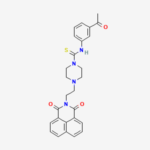 molecular formula C27H26N4O3S B2837818 N-(3-acetylphenyl)-4-(2-{2,4-dioxo-3-azatricyclo[7.3.1.0^{5,13}]trideca-1(12),5,7,9(13),10-pentaen-3-yl}ethyl)piperazine-1-carbothioamide CAS No. 637320-49-1