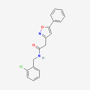 molecular formula C18H15ClN2O2 B2837823 N-[(2-chlorophenyl)methyl]-2-(5-phenyl-1,2-oxazol-3-yl)acetamide CAS No. 946361-50-8