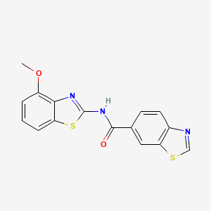 molecular formula C16H11N3O2S2 B2837828 N-(4-methoxy-1,3-benzothiazol-2-yl)-1,3-benzothiazole-6-carboxamide CAS No. 681166-26-7
