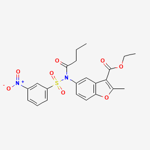 molecular formula C22H22N2O8S B2837861 ETHYL 2-METHYL-5-[N-(3-NITROBENZENESULFONYL)BUTANAMIDO]-1-BENZOFURAN-3-CARBOXYLATE CAS No. 448210-00-2