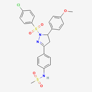 molecular formula C23H22ClN3O5S2 B2837882 N-{4-[1-(4-chlorobenzenesulfonyl)-5-(4-methoxyphenyl)-4,5-dihydro-1H-pyrazol-3-yl]phenyl}methanesulfonamide CAS No. 851780-87-5