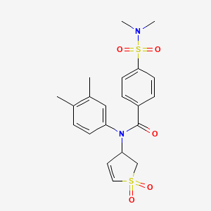molecular formula C21H24N2O5S2 B2837904 N-(3,4-dimethylphenyl)-4-(N,N-dimethylsulfamoyl)-N-(1,1-dioxido-2,3-dihydrothiophen-3-yl)benzamide CAS No. 863022-06-4
