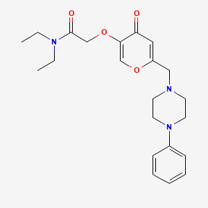 molecular formula C22H29N3O4 B2837913 N,N-diethyl-2-((4-oxo-6-((4-phenylpiperazin-1-yl)methyl)-4H-pyran-3-yl)oxy)acetamide CAS No. 898456-72-9