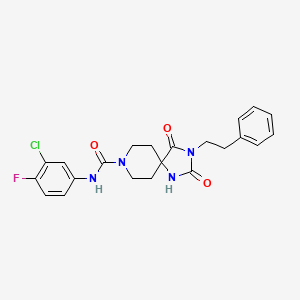 molecular formula C22H22ClFN4O3 B2837927 N-(3-chloro-4-fluorophenyl)-2,4-dioxo-3-phenethyl-1,3,8-triazaspiro[4.5]decane-8-carboxamide CAS No. 1021101-65-4