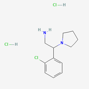 molecular formula C12H19Cl3N2 B2837929 2-(2-Chlorophenyl)-2-pyrrolidinylethylamine 2hcl CAS No. 1188265-89-5