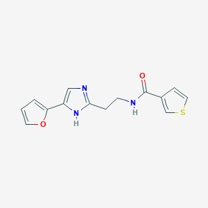 molecular formula C14H13N3O2S B2837948 N-(2-(4-(furan-2-yl)-1H-imidazol-2-yl)ethyl)thiophene-3-carboxamide CAS No. 1421504-61-1
