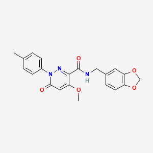 molecular formula C21H19N3O5 B2837949 N-[(2H-1,3-benzodioxol-5-yl)methyl]-4-methoxy-1-(4-methylphenyl)-6-oxo-1,6-dihydropyridazine-3-carboxamide CAS No. 921580-77-0
