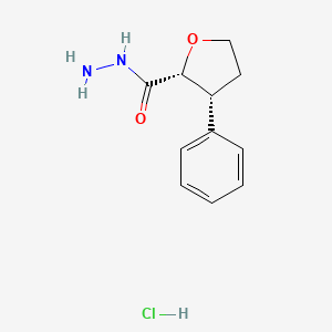 molecular formula C11H15ClN2O2 B2837976 Rel-(2R,3R)-3-phenyltetrahydrofuran-2-carbohydrazide hydrochloride CAS No. 1807941-91-8