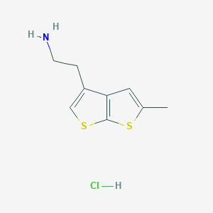 molecular formula C9H12ClNS2 B2837981 2-{5-Methylthieno[2,3-b]thiophen-3-yl}ethan-1-amine hydrochloride CAS No. 2137916-32-4