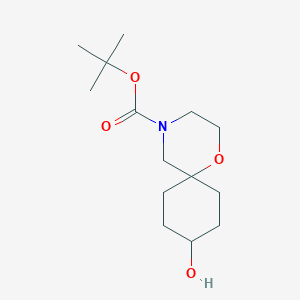 molecular formula C14H25NO4 B2838004 Tert-butyl 9-hydroxy-1-oxa-4-azaspiro[5.5]undecane-4-carboxylate CAS No. 2411253-94-4